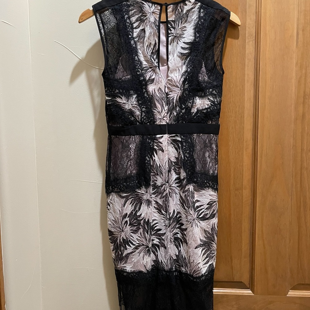 bcbgmaxazria floral lace lilac black dress